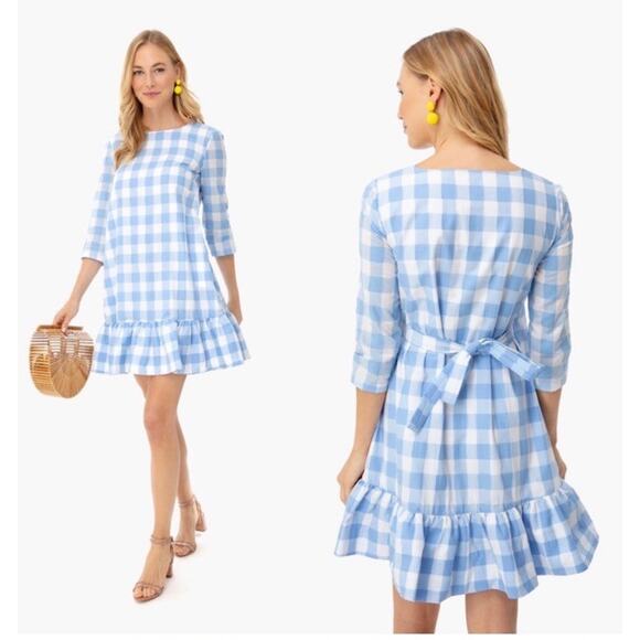 Persifor Ruffle Dress Size XS Mini Gingham Poppy Hem Casual Shabby Chic Peppy - Picture 4 of 9